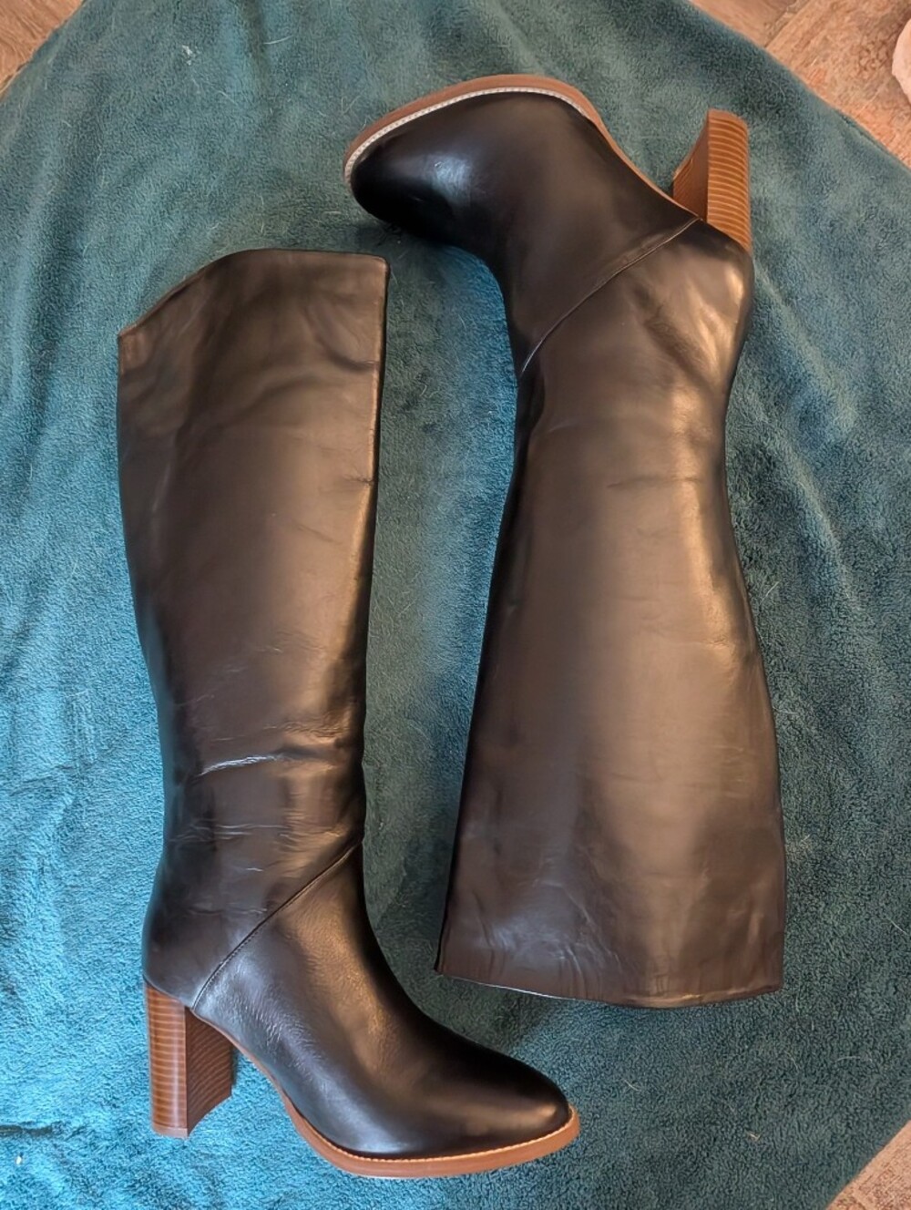 Banana Republic Black Leather Over-the-Knee Block Heel Boots - Picture 6 of 9